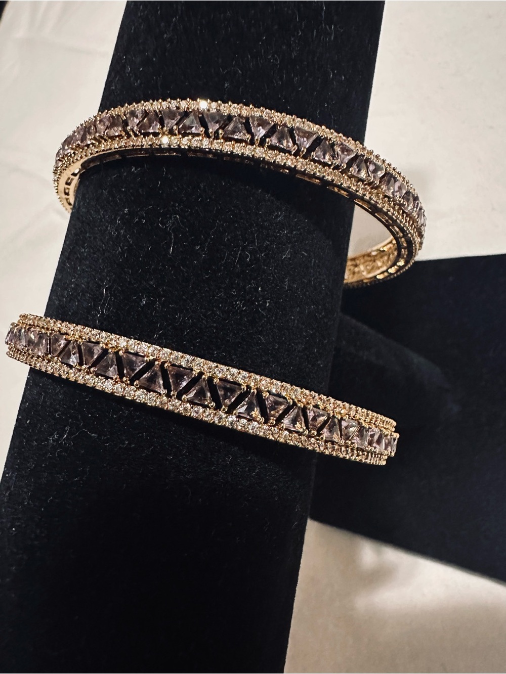 Source Unknown Gold Bracelet with Smoky Gray Crystals